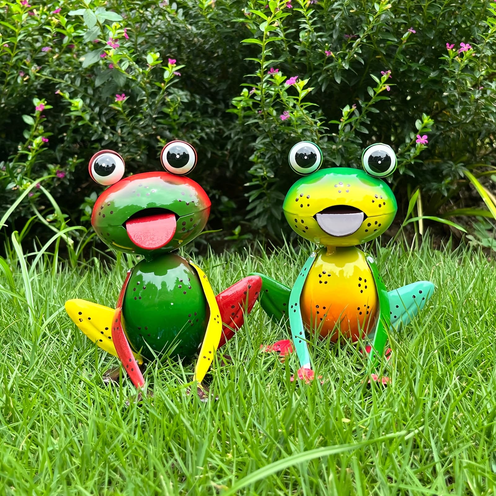 TEMU Set Of Frog Metal Yard Art Garden Decor For Outside Lawn Ornaments Porch Backyard Patio Decor