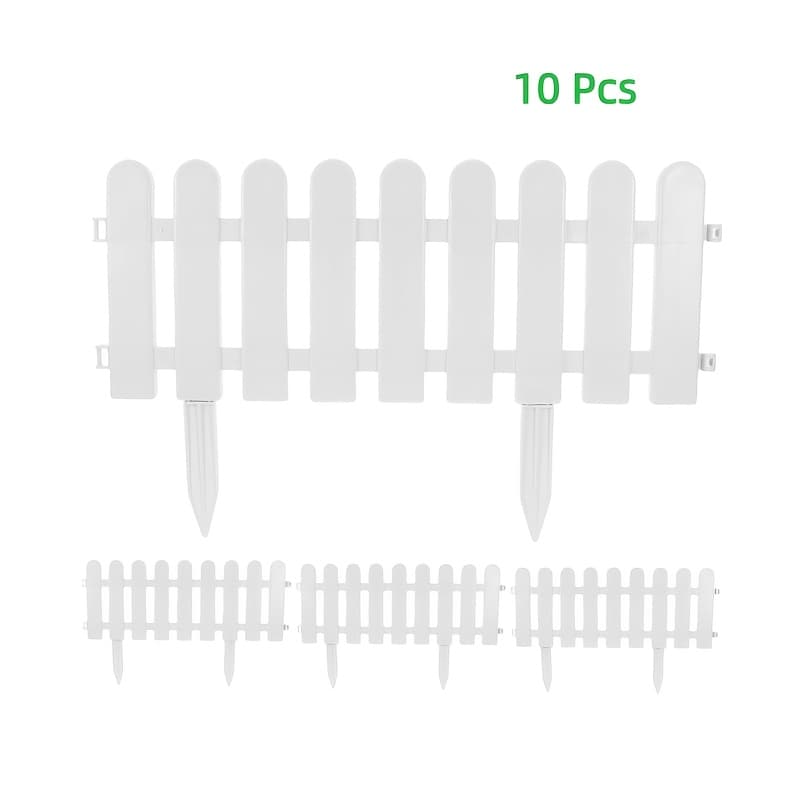 TEMU 【3d】 [3d] 10pcs White Plastic Mini Garden Fence - Outdoor Yard Decorative Edging And Lawn Mesh Fencing Christmas Gifts