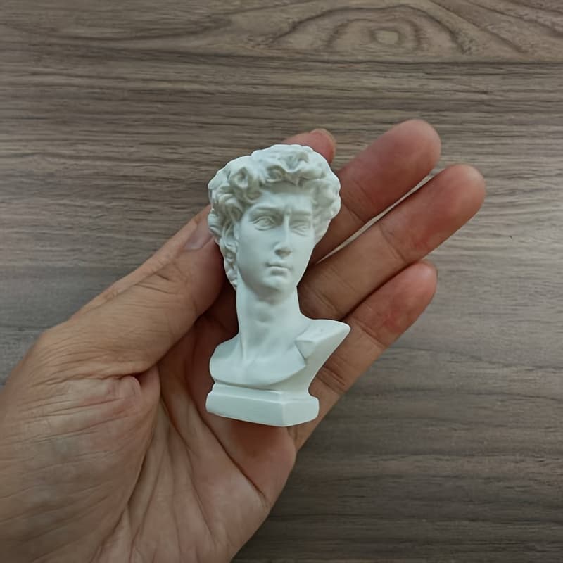 TEMU 1pc David Bust Sculpture - 's David Replica, Mini 2.56" Desk Decor With Hand-painted Look, /office Decoration, Collector' Gift For Lovers - Durable Resin Construction, Sculptures Home Decor