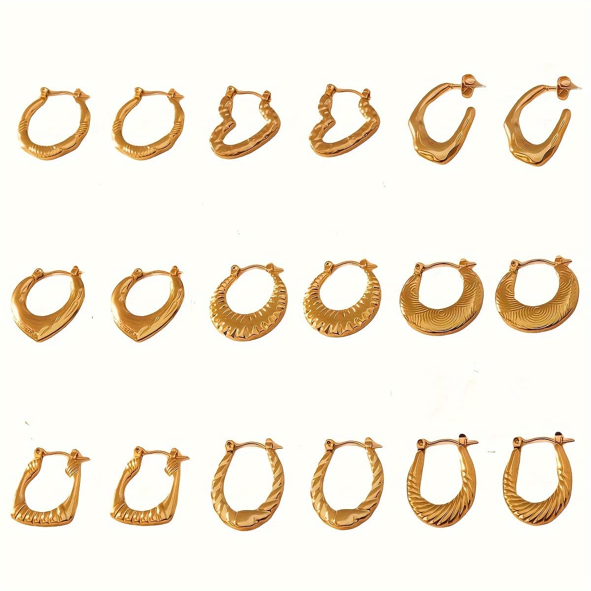 TEMU 18pcs/set 9 Styles And 9 Pairs Of Women' Steel Fashion Ear Earrings, Suitable As Gifts For Women And Girls