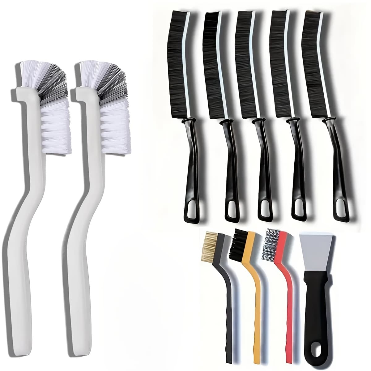 TEMU 11pcs Cleaning Brush Set, Stiff Bristle Cleaning Tools, Suitable For Kitchen, Bathroom, Corners, Mortar, Sink, Cups, Teapots, Bottles, Blenders