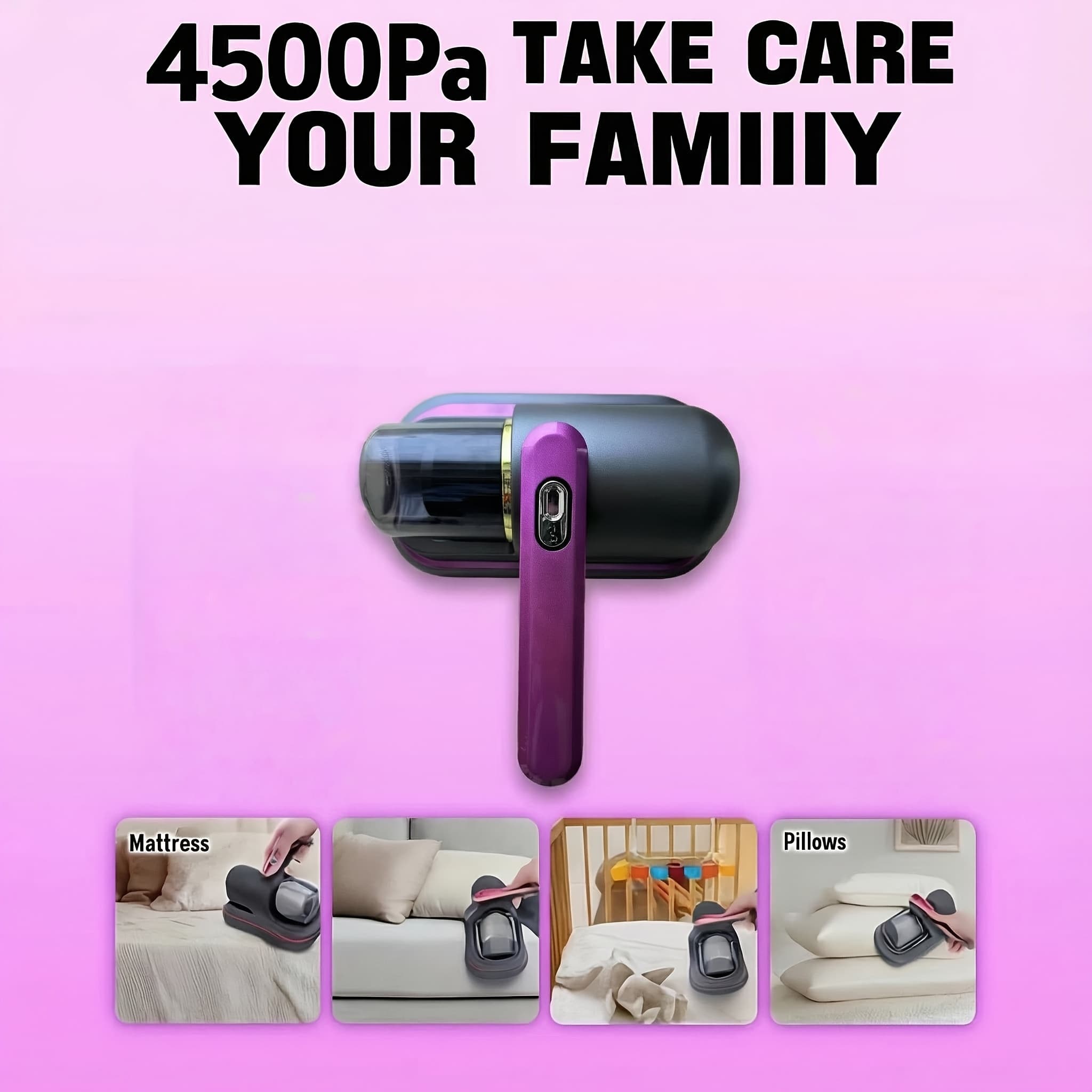 TEMU Mattress Vacuum Cleaner, Handheld Bed Vacuum Cleaner, Cordless Vacuum For Mattress, Sofa, Pet Hair, Carpets