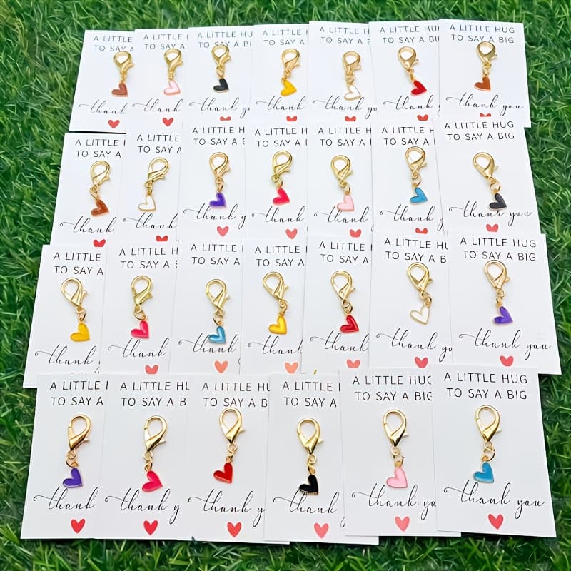 TEMU 27pcs Alloy Heart Keychain Set, Including Thank You Cards, Durable Alloy Lobster Clasp, Valentine's Day/ Day/graduation Season/anniversary Gift, Warm Gift For Teachers/mothers/