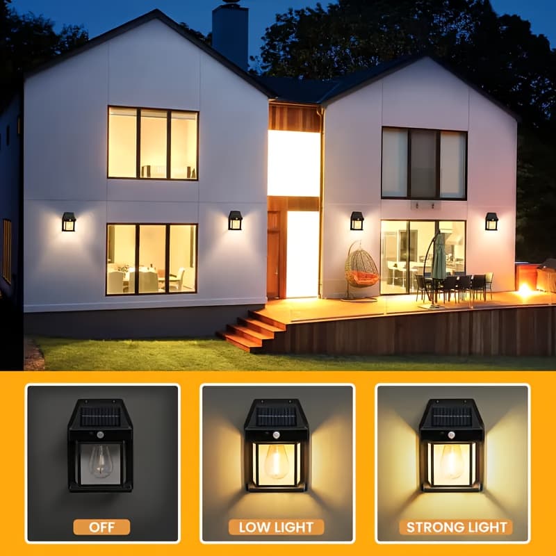 TEMU An Outdoor Solar Wall Lamp With Sensor That Operates From Evening Morning, Featuring . This Led Decorative Light Is Ideal For Outdoor Spaces Such As , Gardens, Courtyards,