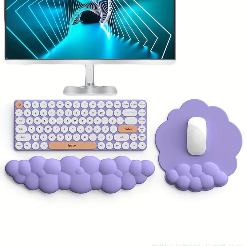 TEMU 2pcs Ergonomic Mouse Pad With Wrist Rest And Keyboard Wrist Rest, Memory Foam Wrist Rest For Computer Keyboard, Easy Typing, Mouse Pad Wrist Support For Gaming, Office, Laptop