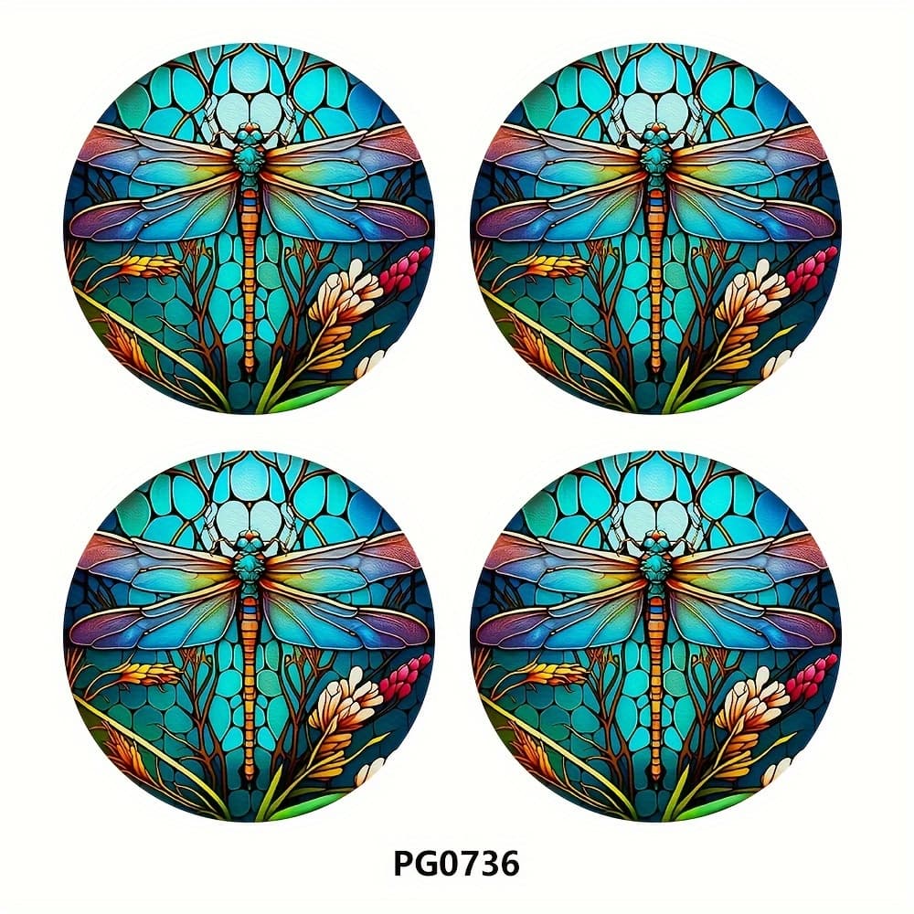 TEMU 4pcs Dragonfly Car Water Cup Mat 2.75in Car Interior Cup Decoration Water Cup Mat Car Cup Mat, Beverage Mat Water Cup Mat Is Very Suitable For Gifts To