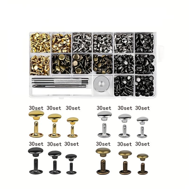 TEMU 1pc Hammer/360pcs Leather Rivets Hole Punching Tool 6/8mm Round Rivets Leather Craft Shoes Bag Belt Clothing Decoration Repair Tool/home Small Hammer Anti-fall Practical Small Hammer