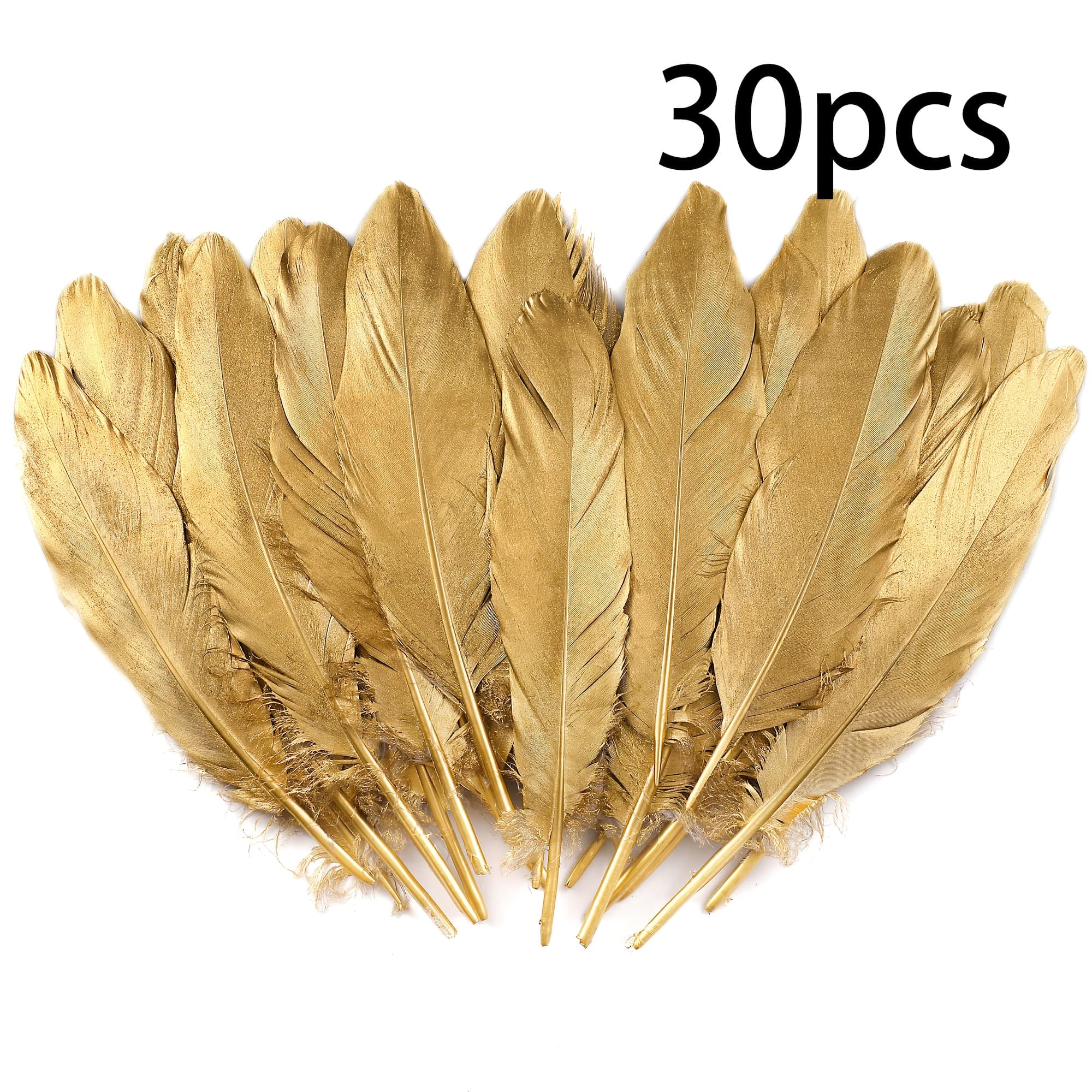 TEMU 30 Golden Artificial Feathers | 6-8 Inches (15.2.3cm) For Wedding Party Decor, Crafts, And Clothing Accessories - Pvc Material