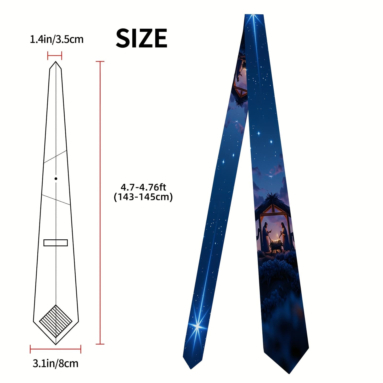 TEMU 1pc, Men's High-end Tie Star Night Multi Functional 100% Polyester Fiber Fabric Father's Gift Suitable For Suitable For Men's Formal Business And Wedding Attire