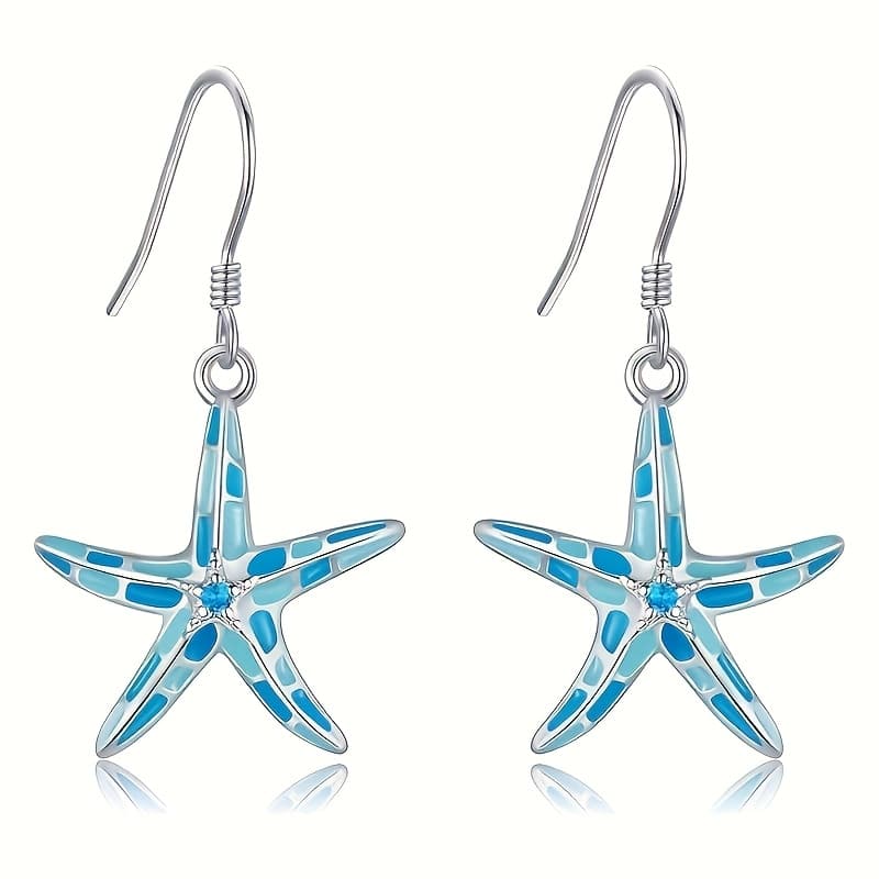 TEMU 1 Pair Of Bohemian Starfish Pendant Earrings, Summer Women's Beach Earrings, Suitable For Women' Party Party Wear, For Women's Birthday, Gift