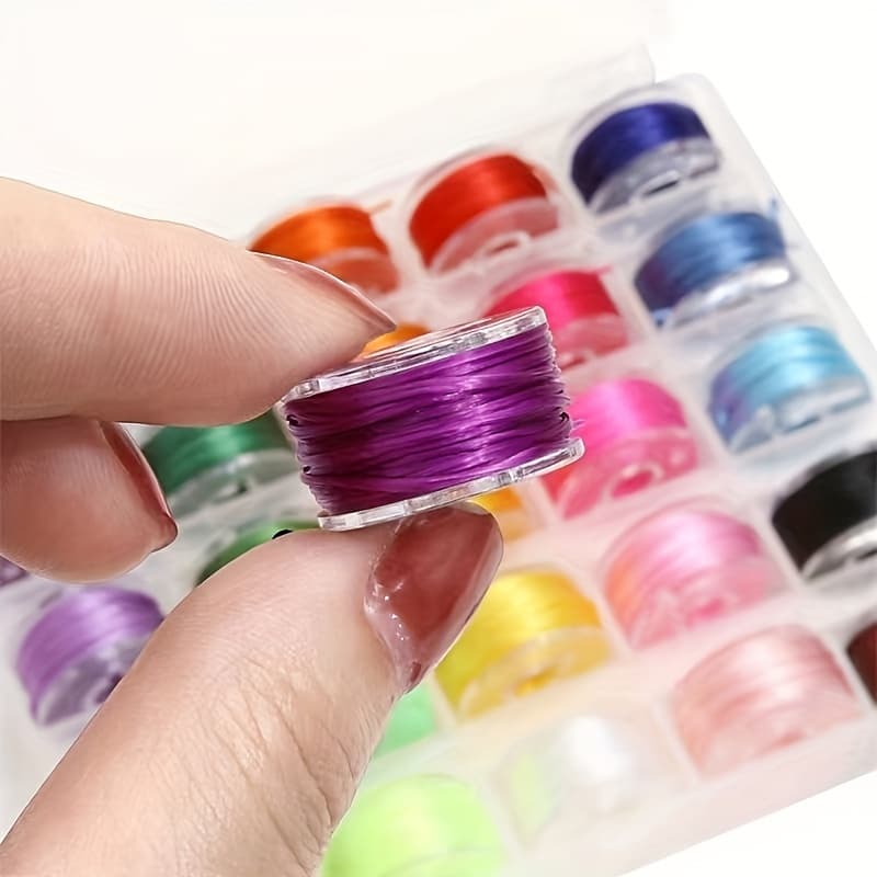 TEMU 25-pack Elastic Beading Cords & Threads, 6m/roll, 0.8mm Thickness, Assorted Colors, Polymer Polyester Material, Suitable For Bracelets, Necklaces, Jewelry Making, Crafts - Bouncy And Durable