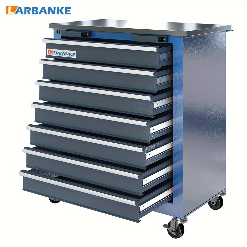 TEMU Tool Chest, Double Door Tool Cabinet, Rolling Tool Chest On Wheels With Locking System, And 4 Foot Pads, Tool Chest Cabinet Set With 5-drawer Tool Cabinet, For Garages, , Workbenches