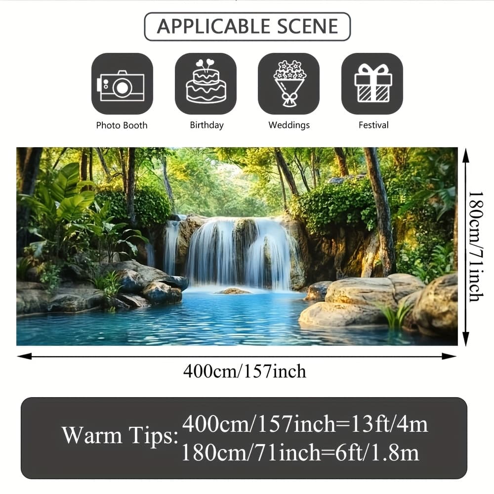 TEMU 1pc 2d Flat Printing Waterfall Scene Garage Door Banner Rustic Outdoor Decoration Large Fabric Cover Great For Bbqs Family And Outdoor Events