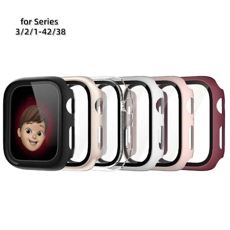 TEMU 6pcs Case For Watch /2/3 (38mm), With Tempered Glass Screen Protector, Ultra-thin Hard Pc Scratch- Protective Cover, Iwatch Series 42mm Accessories, Holiday Gift For Boys And Girls