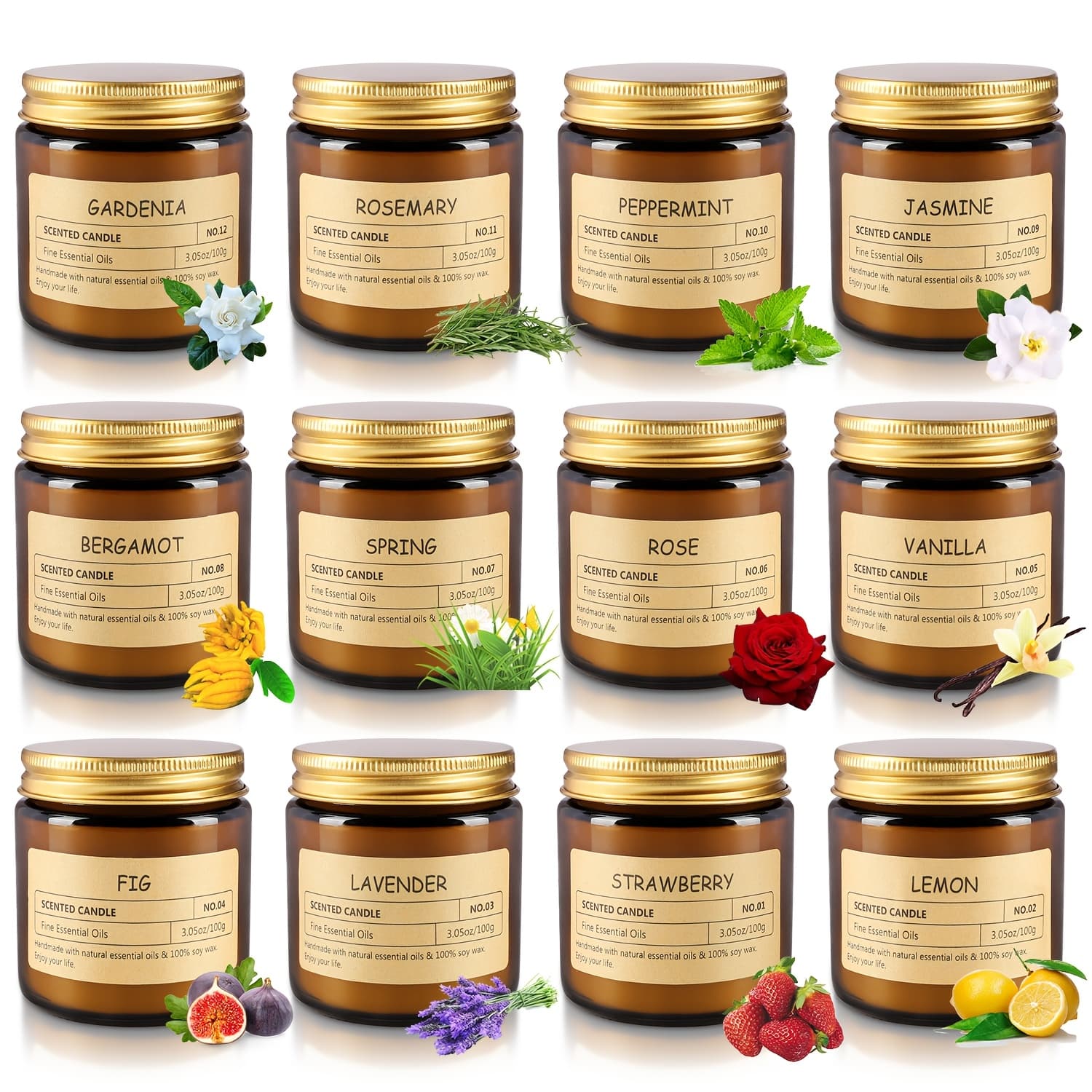 TEMU Set Of 12 Fragrant Candles - 3.5 Oz Aromatic Candles Premium - Made With Soy Wax And Essential Oils - For Women, Moms, , And Coworkers