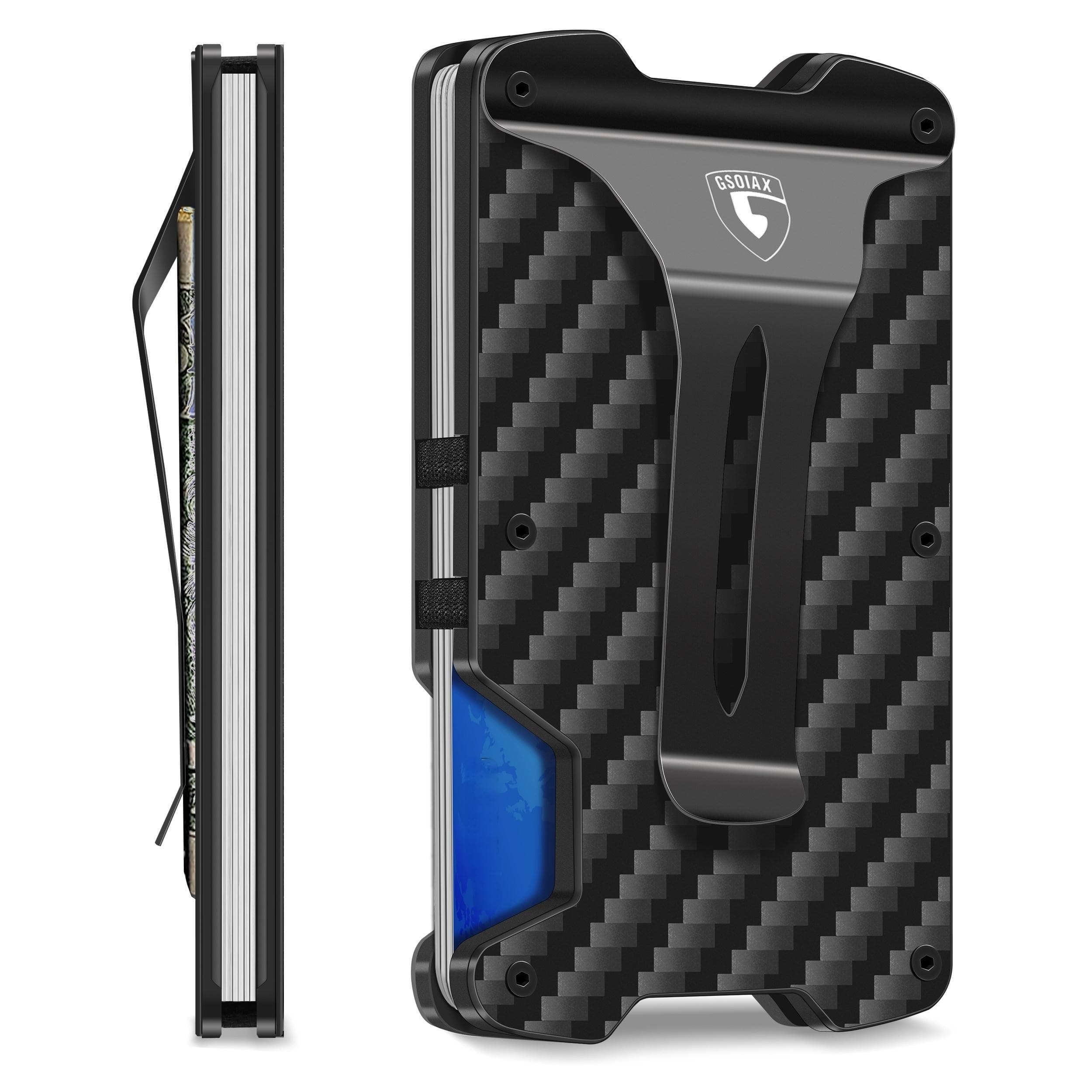 TEMU Gsoiax Minimalist Card Holder Slim Wallet For Men, Tactical Rfid Blocking Mens Wallets, Thin Carbon Fiber Scratch Resistant Rigid Money Clip, Aluminum Credit Card Wallet With Gift Box