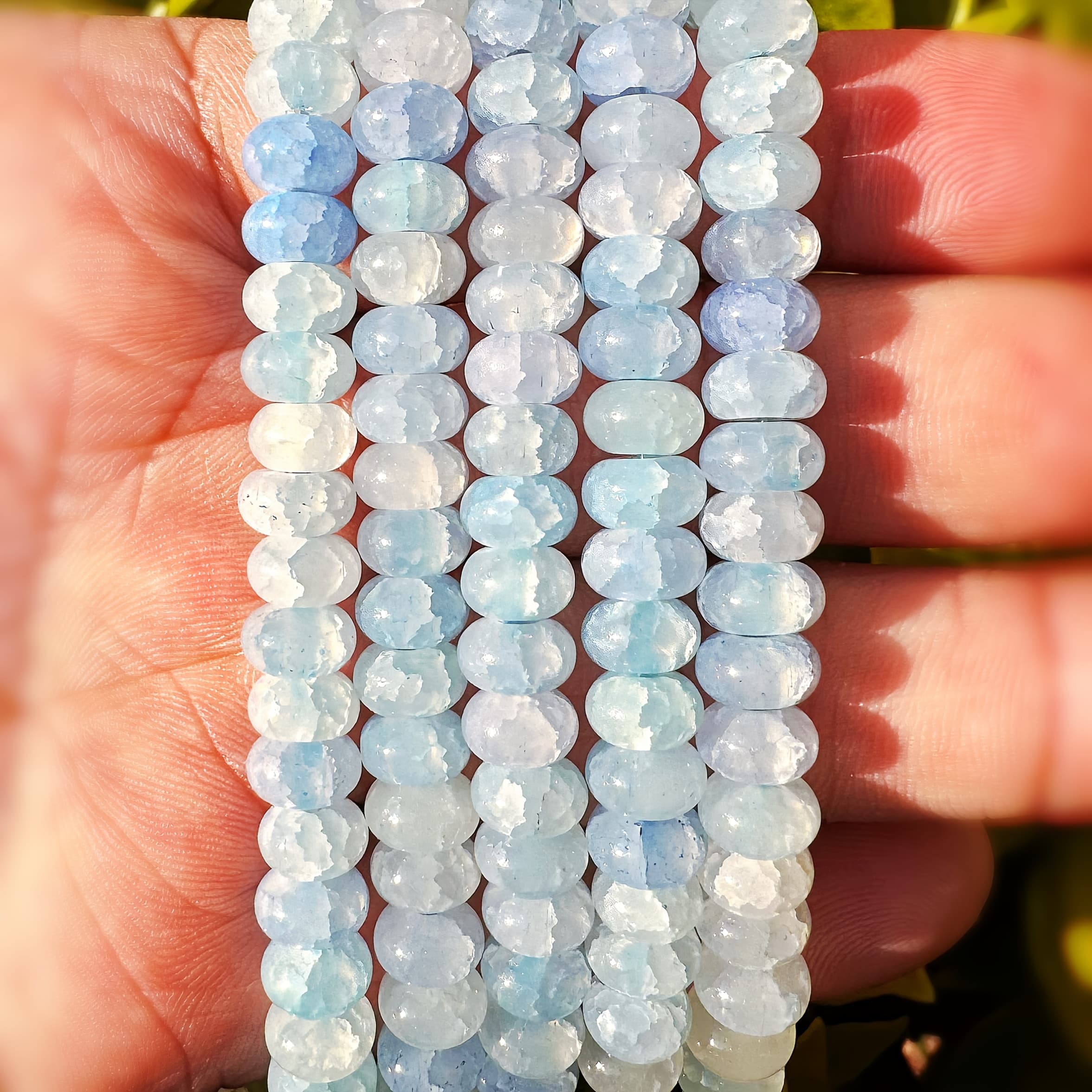 TEMU 5×8mm About 150pcs Aquamarine Chalcedony Abacus Beads Crystal Loose Beads, For Bracelets Necklaces Earrings Handbags And Crafts Jewelry Making