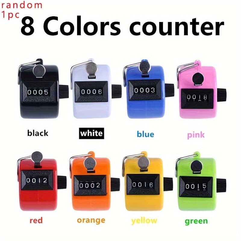 TEMU 1pc Handheld 4 Digital Tally Counter Mechanical Manual Palm Clicker Number Count Assorted 8 Color Tally Counter Number Count (random Color)