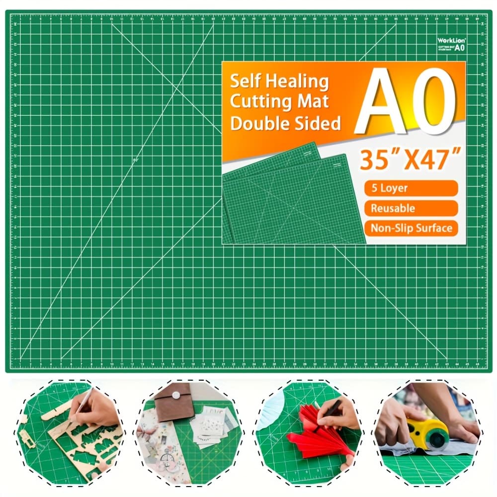TEMU Self Cutting Mat A0 (48"*36"): Double Sided Pvc Non-slip 5 Layers Craft Mat For - Great For Sewing, Quilting, Scrapbooking, Projects, Green