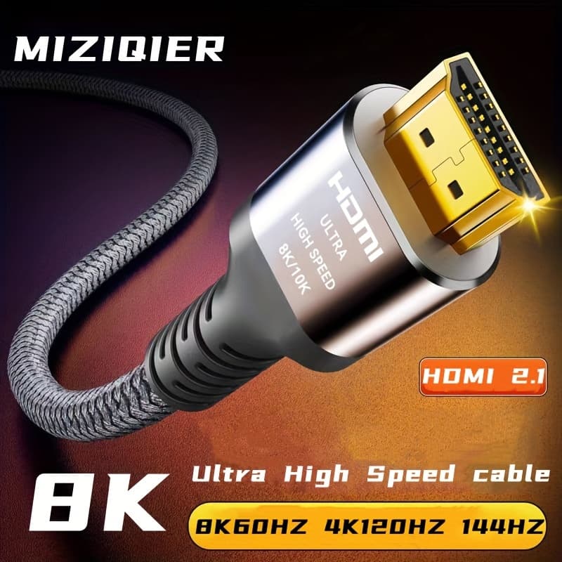 TEMU 8k 10k Hdtv Cable 48gbps 3.3/6.6/10/15ft, Hdtv Cable Braided Cord-4k@120hz 8k@60hz, :x, 2.2 & 2.3, Hdr 10+ Compatible With Tv/ps5/hdtv/blu-ray