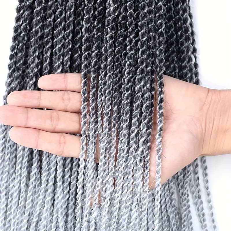 TEMU 14/18/ 24 Inch Twist Crochet Braiding Hair Extensions Grey Purple Blonde Ombre Synthetic Braiding Hair For Women