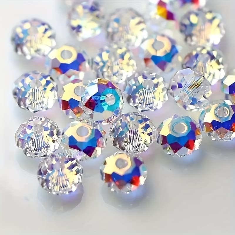 TEMU Bicone Beads - Glass Suitable For Making, Sparkling Pre-drilled Bicone Spacer Beads With Holes, For Handmade Bracelet & Necklace Craft Supplies, Pre-drilled For Loom Beading, Glass Beads