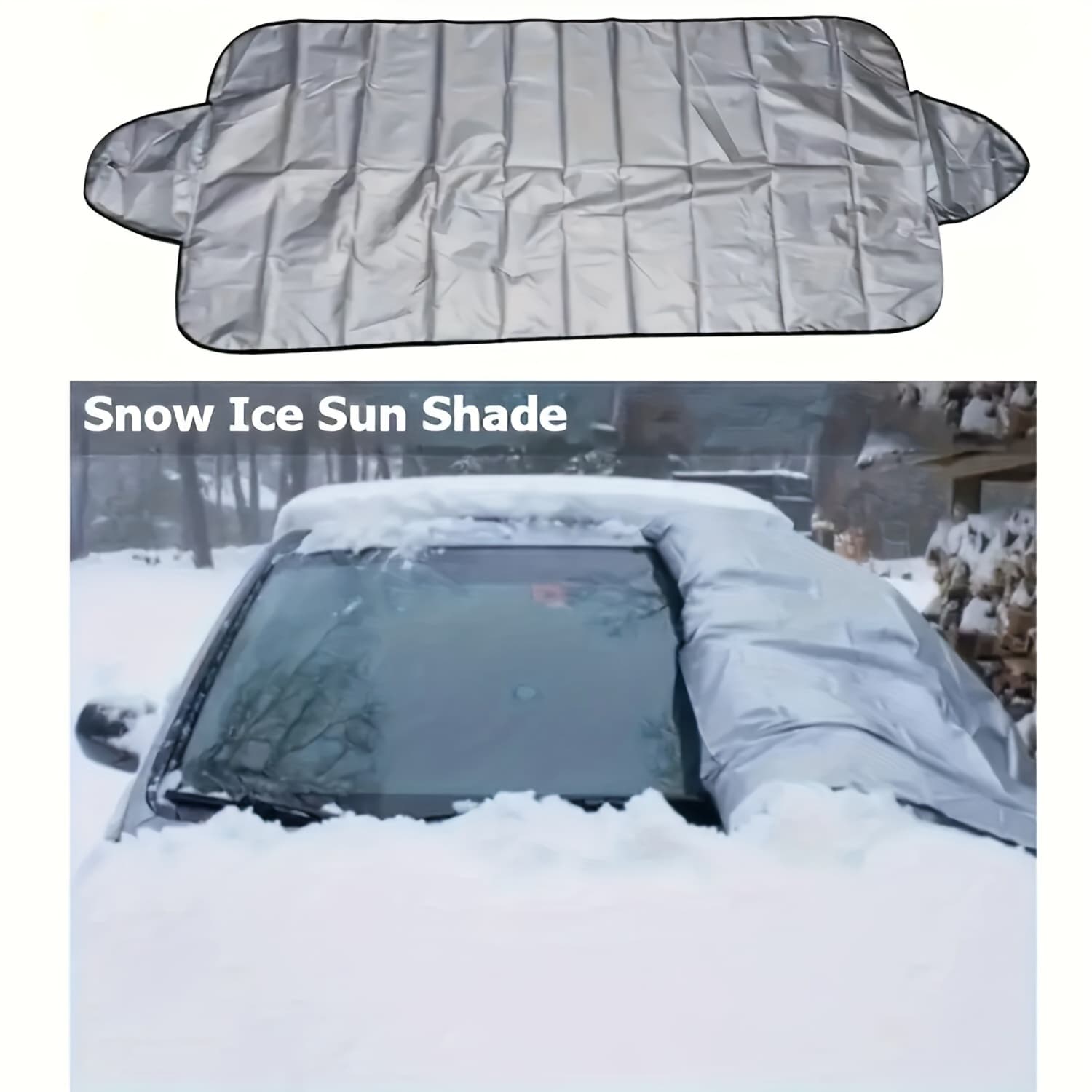 TEMU Winter Car Front Windshield Snow Cover Sunshade, Thickened Car Snow Visor With 9 Magnets For Strong Fixation, Protecting Front Windshield From Sunlight, Uv, And Snow