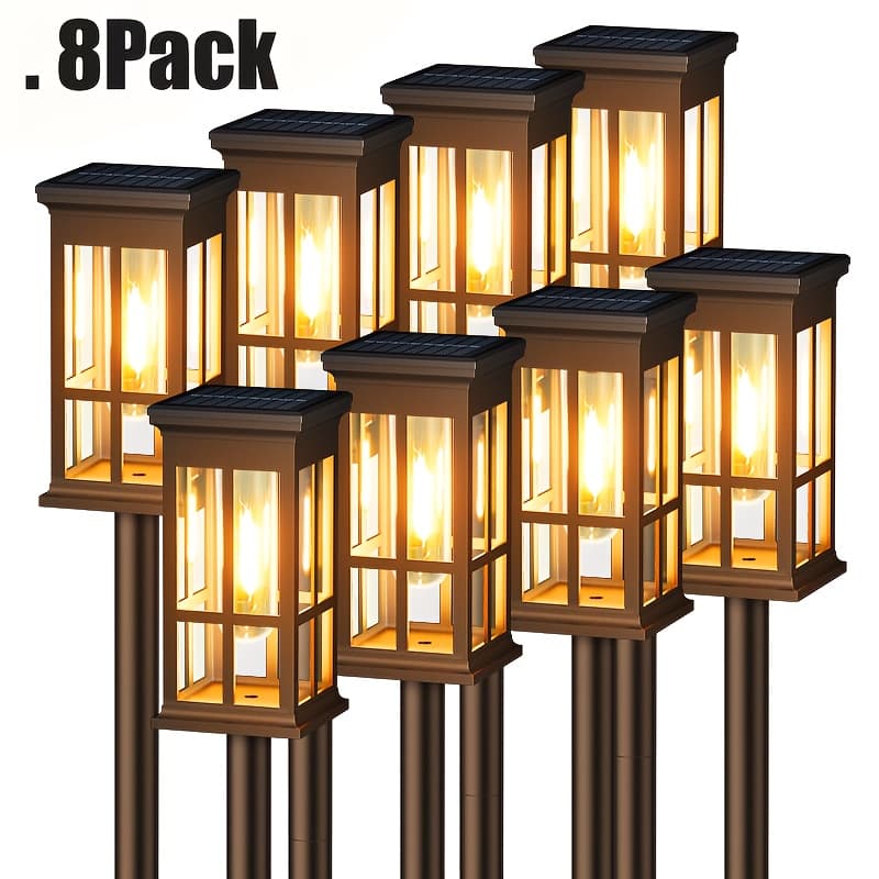 TEMU 8 Pack Bright Solar Pathway Lights Outdoor, Upgraded Solar Lights Outdoor, Bright Up To 12 Hrs Auto Garden Light For Landscpe Yard Patio Lawn Path Walkway Driveway Outside Decor