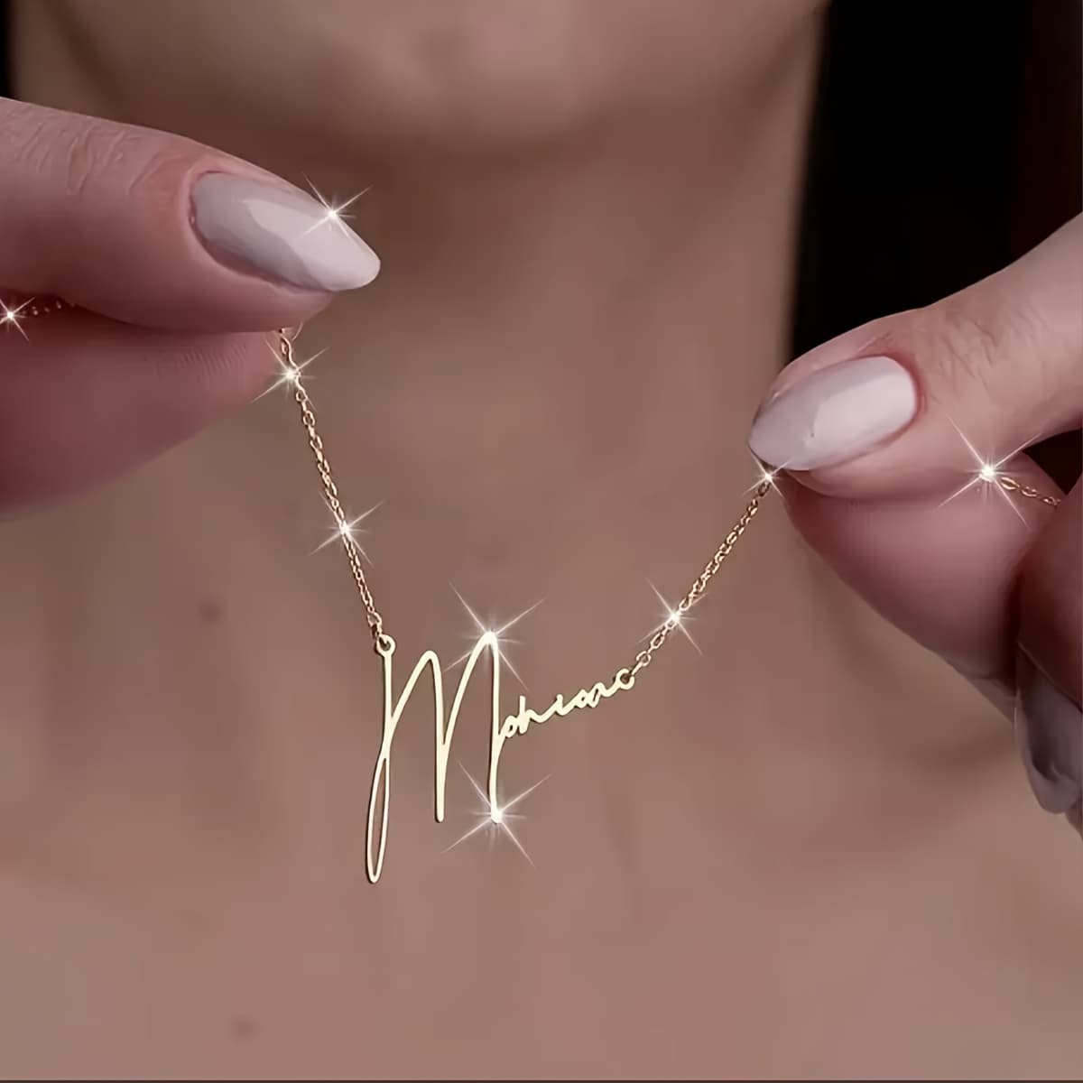 TEMU Custom Calligraphy Name Necklace For Women, In Golden And 304 Stainless Steel, Perfect For Festive Occasions And Everyday Wear