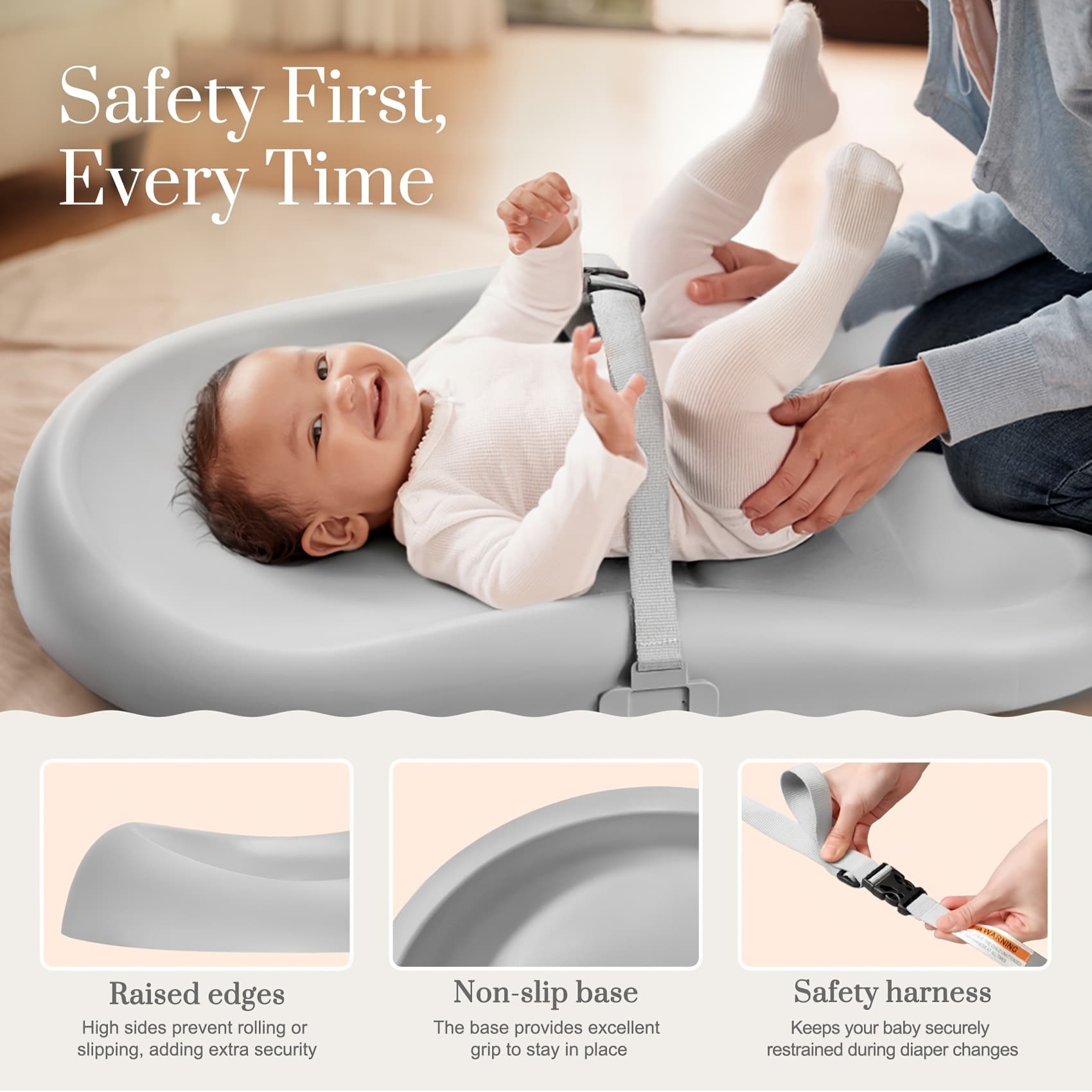 TEMU Wipe-clean Changing Pad, High Quality & Wipeable, Soft & Non-slip Diaper Adjustable Safety Belt, Changing Pad For Dresser, Changing Table, Christmas & Halloween