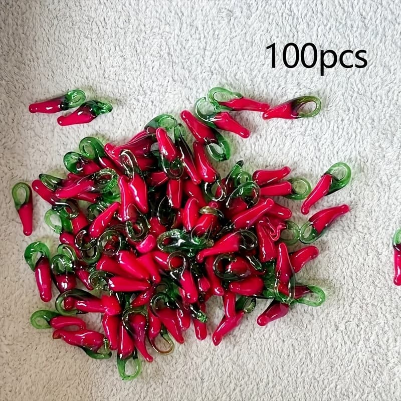 TEMU A Set Of 100 Handcrafted Small Chili Pepper Charms, Perfect For Bracelets And Necklaces, With Each Piece Being