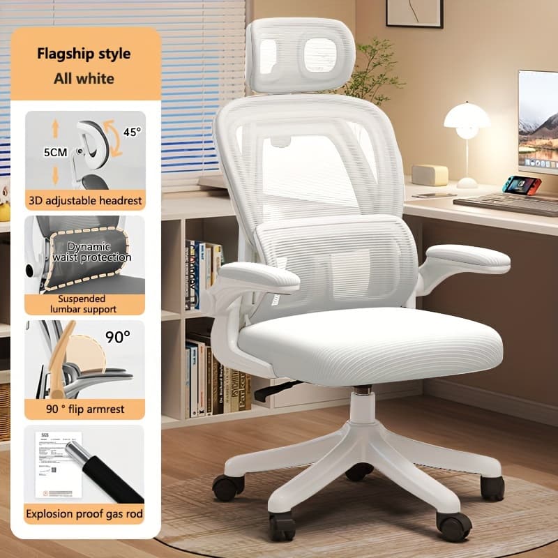 TEMU Mesh Computer Chair With Waist Support Armrest Interior Chair Ergonomic Desk Chair Office Chair Swivel Chair For Game Office Chair Office Desk Chair