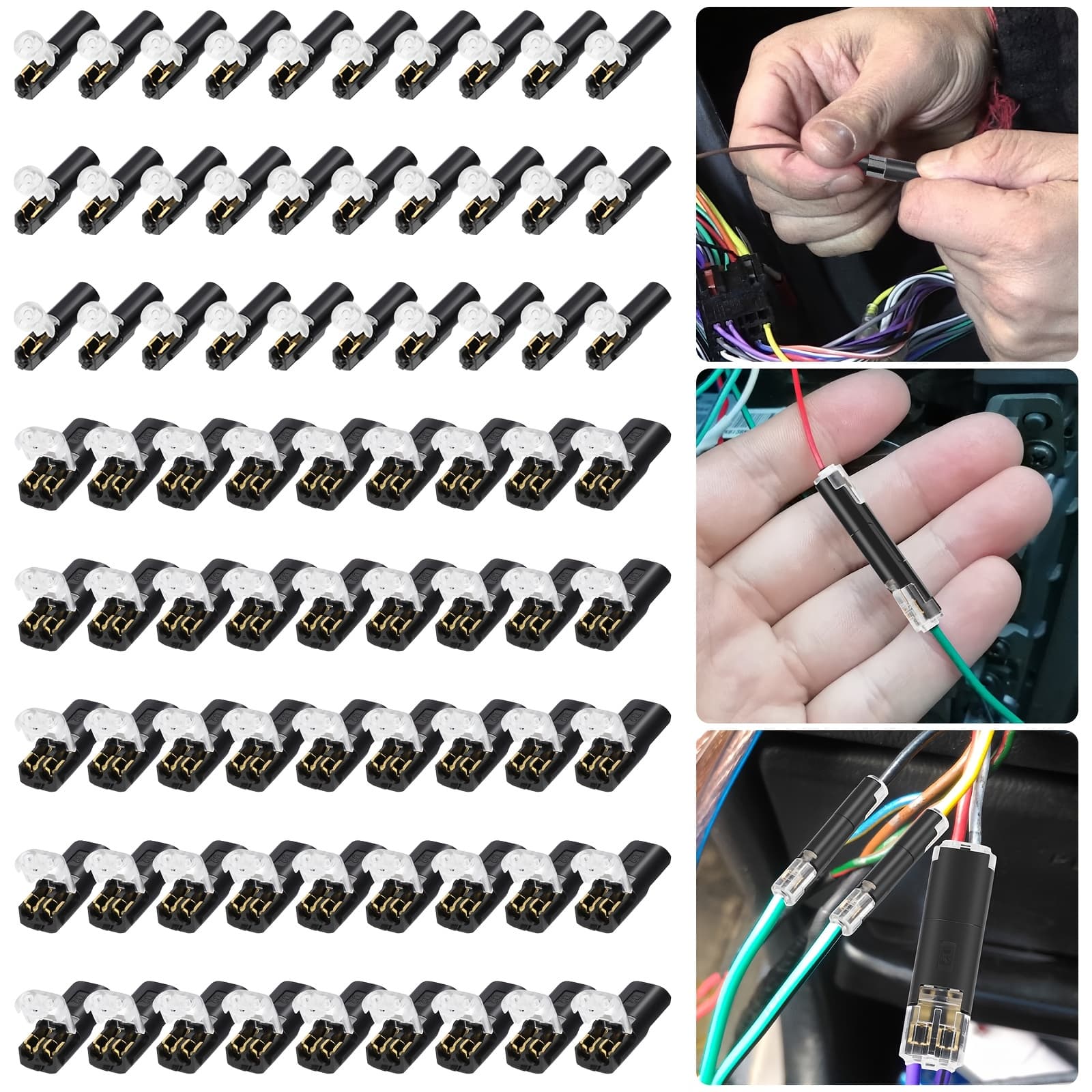 TEMU 80pcs Quick Connect Cable Connectors, , Single-strand, Locking , Black And Transparent, Easy And Fast Wiring, No Peel Required, Copper Contact, For ,