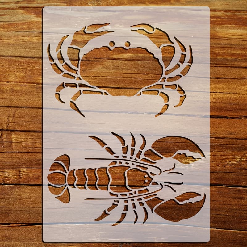 TEMU 1 Crab And Lobster Painting Stencil, A4 Size, Reusable Template For Canvas, Paper, Fabric, Ceramic, Wall Art Decor