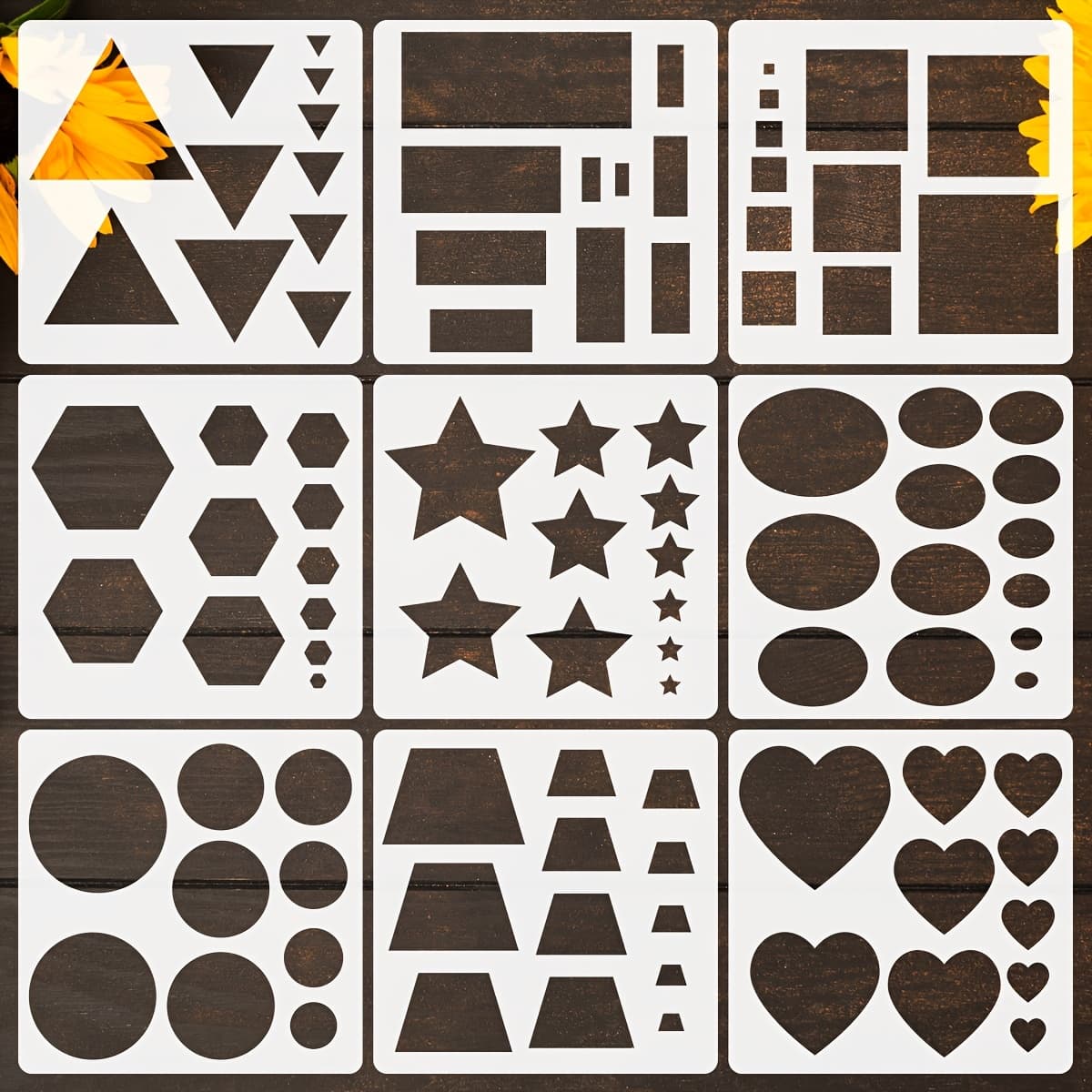 TEMU A Set Of 9 Drawing Templates, Basic Shape Plastic Drawing Templates, Geometric Shape Templates