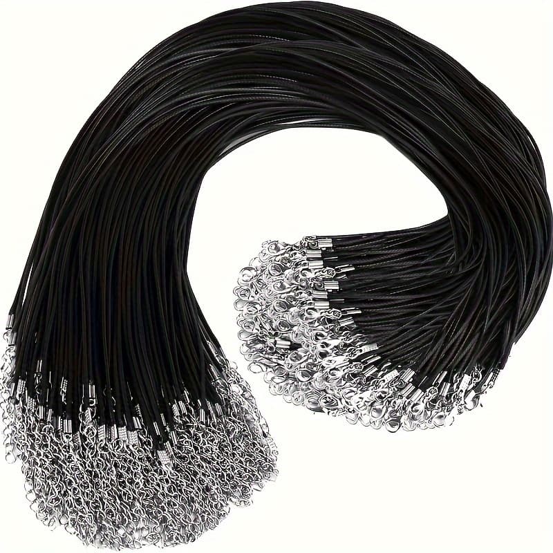 TEMU 100 Strands Black Necklaces With Buckles For Pendants Highquality Jewelry Making Waxed Necklaces Bracelet Ropes Accessories