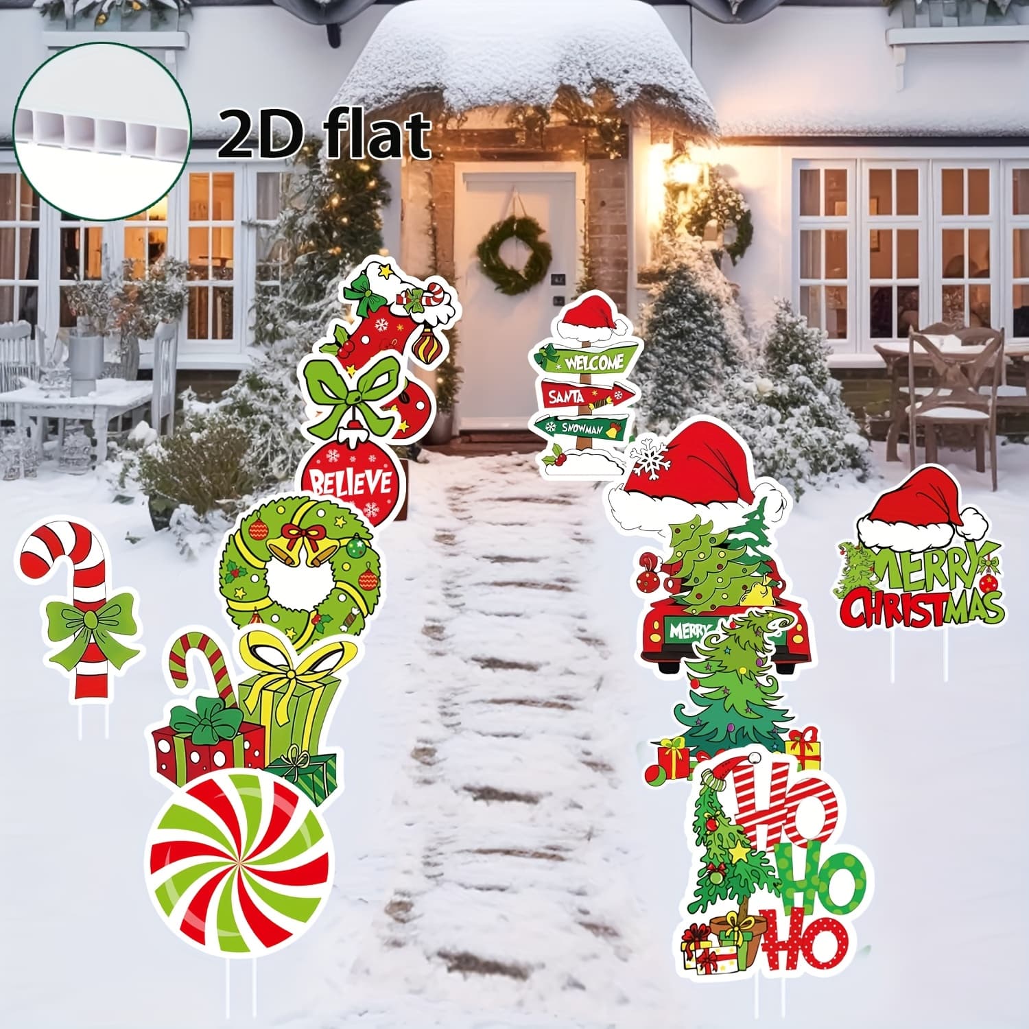 TEMU 2d Flat - Set Of 12 Outdoor Flat Nativity Scene Decorations For Christmas, Including Yard Signs With Stakes, Perfect For Holiday , Gardens, And Patio Parties