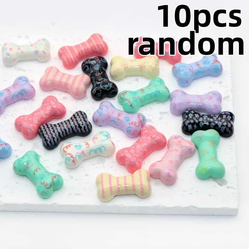 TEMU 10 Random Different Styles Of Acrylic Resin Beads, Suitable For Jewelry, Earrings, Necklaces, Hair Additions, And Handmade Decorations - Colorful Mixed Patterns