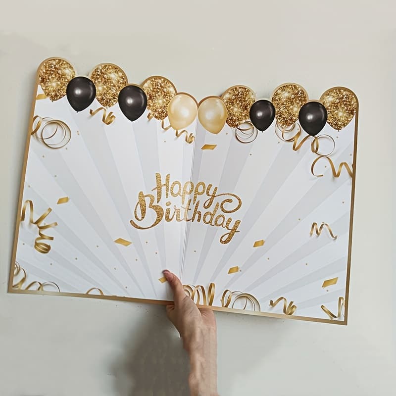 TEMU Happy Birthday Black Golden Enormous Birthday Guest Book Message Memorial Greeting Card