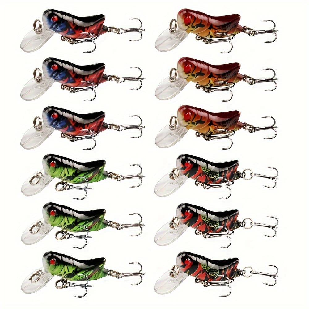 TEMU Set Of 12 Grass Carp Lures For Fishing, Includes Hooks And Reusable Baits, Fishing Gear Additions