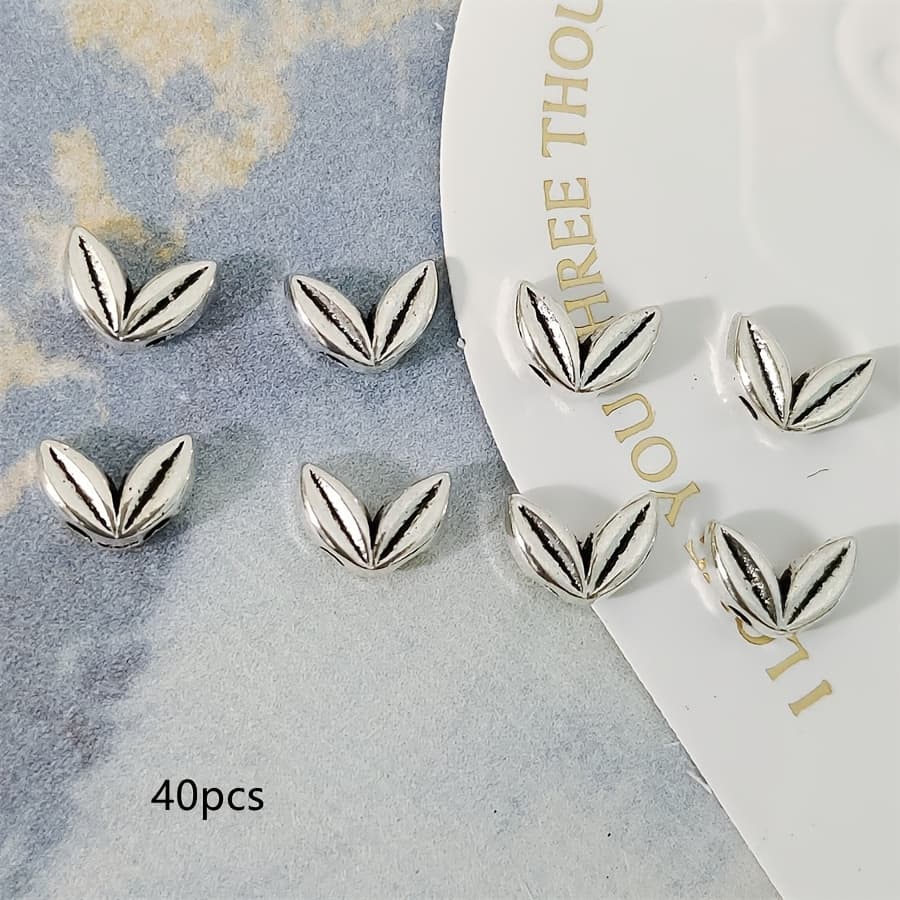 TEMU 40pcs Vintage Silvery Wheat Ear Charm Small Hole Beads Beaded Loose Beads Beads Decorative Beads Diy Crafts Bracelets Necklaces Earrings Ornaments Accessories 5x7mm