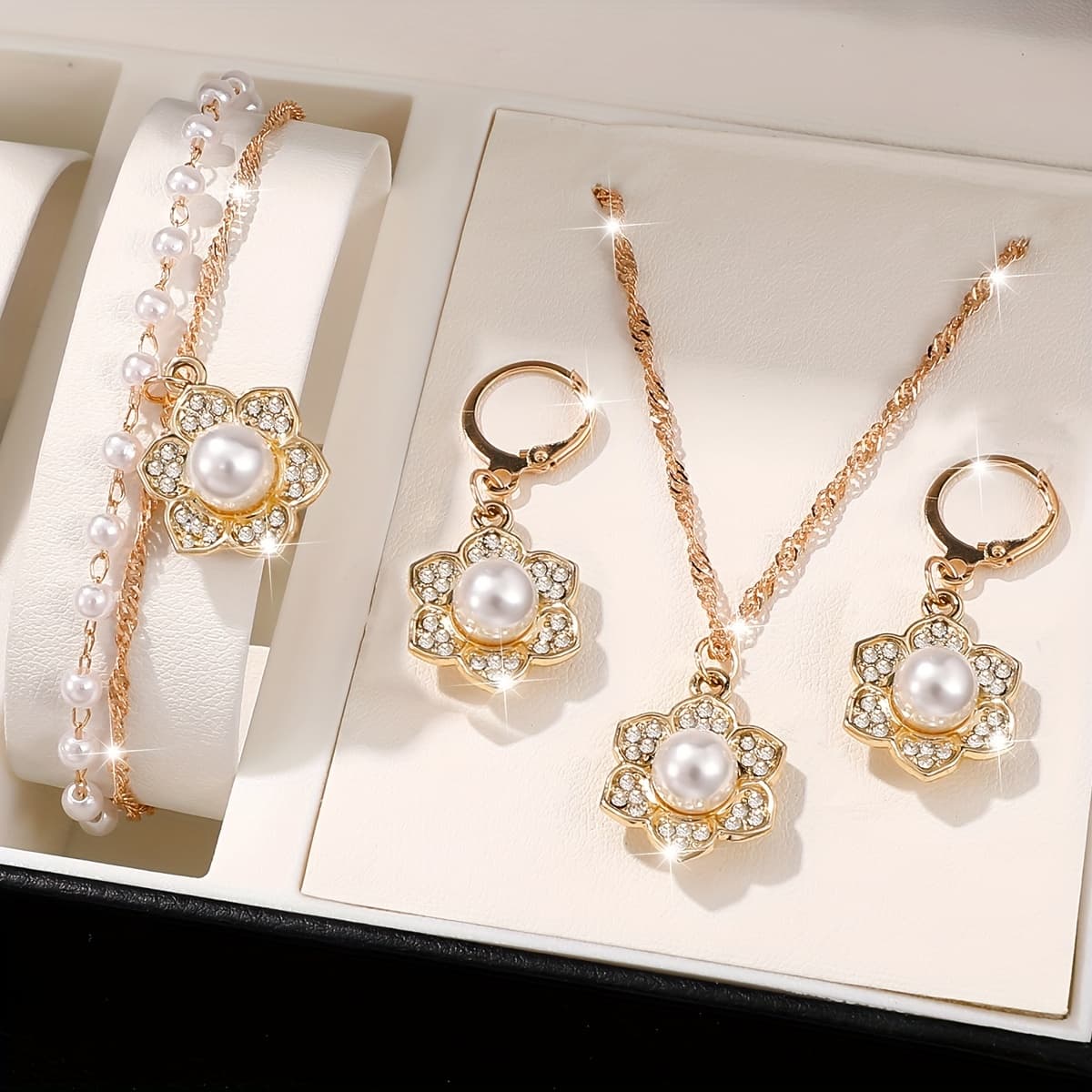 TEMU 4pcs/set Bohemian Elegant And Exquisite Jewelry Set Including 1 Necklace, 1 Pair Of Earrings And 1 Bracelet Perfect Gift For Daily Wear And Parties - Accessory