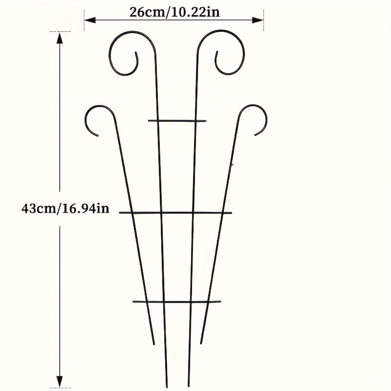 TEMU Black Metal Plant Support Cage - Decorative Climbing Plant Grate, Indoor And Outdoor Garden Pot Vine Bracket With Wrought Iron Pole