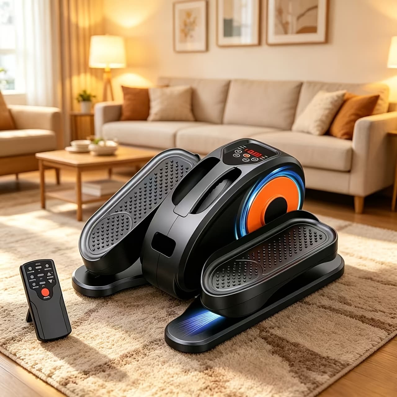 TEMU Under Desk Elliptical Machine - Fully Assembled, Quiet Portable Seated Pedal Exerciser With Remote Control & 12 Adjustable For Effortless Home Workouts