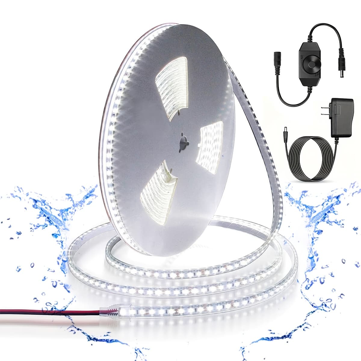 TEMU Dimmable Ip65 Waterproof Led Strip Light 5m 12v 600led, 2835smd Led Flexible Rope Light, Suitable For Under Cabinet Bedroom Kitchen Tv Mirror Lighting