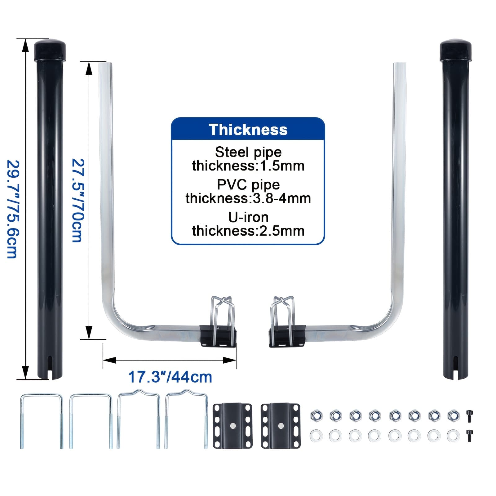 TEMU Boat Trailer Guide, Trailer Guide Ons -stainless Steel With Pvc Pipes For Ski Boat, Fishing Boat, Sailboat Trailer, Black & White