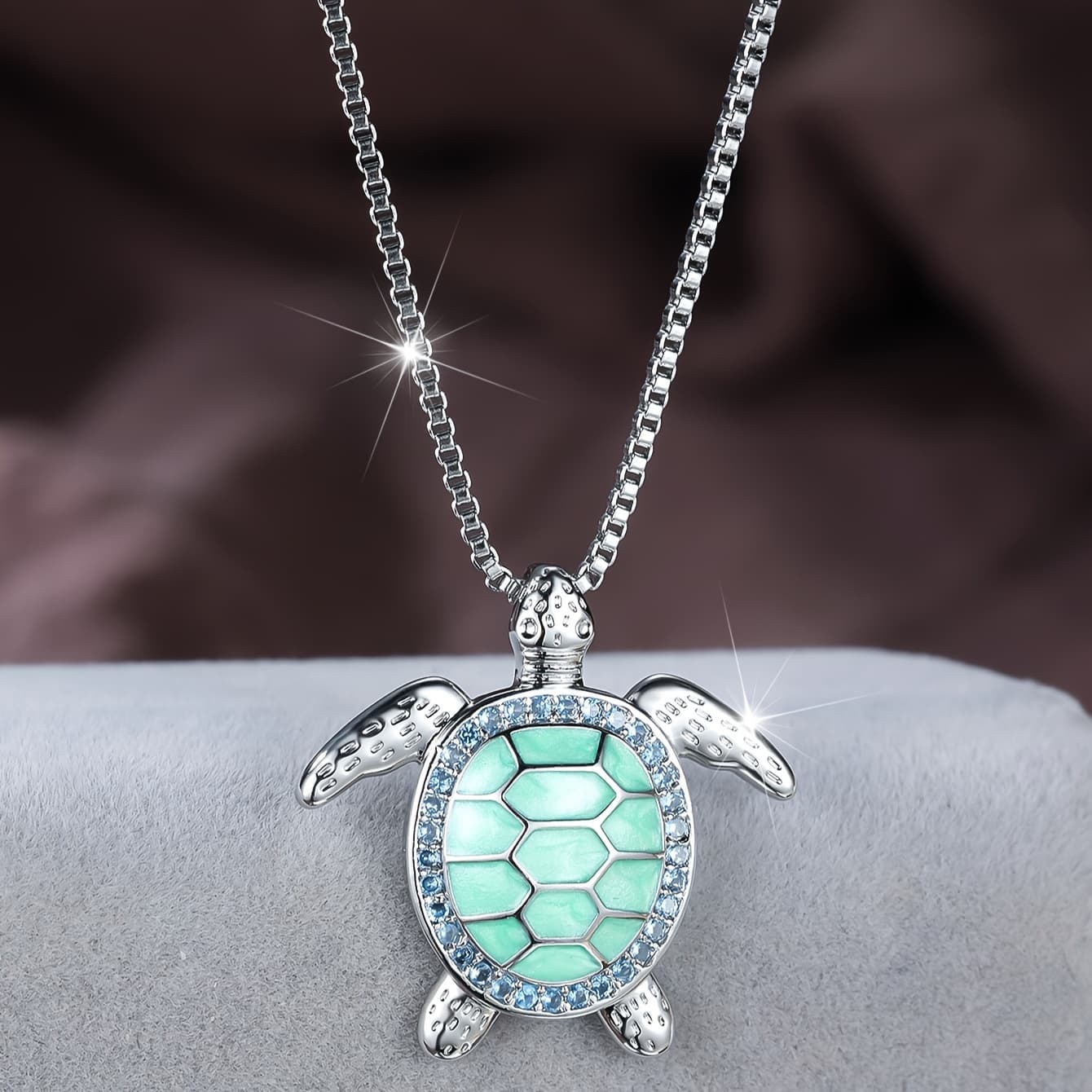 TEMU Vintage Cute Turtle Pendant Necklace, With Green Enamel And Zirconia, Suitable For Women, Fashionable Jewelry, Birthdays, Anniversaries, And Party Gifts