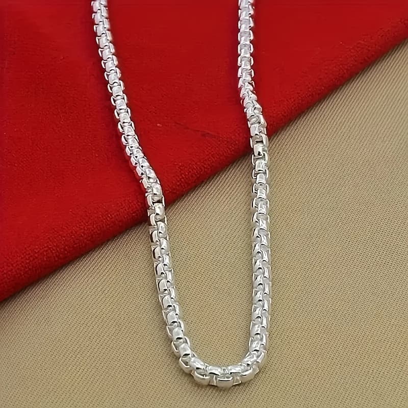 TEMU A Luxurious 925 Sterling Silvery Necklace, Featuring A Korean- Chain, Durable And Elegant Jewelry That At Any