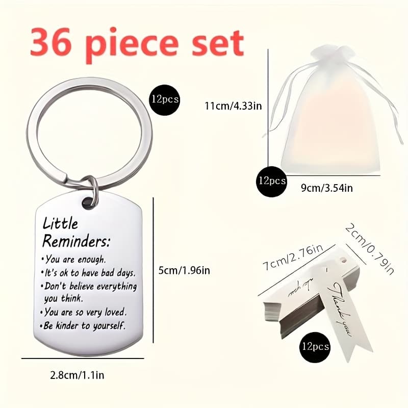 TEMU 36pcs - Stainless Steel Keychains, Motivational Employee Appreciation Gifts, Bulk Gift To Colleagues, Keychains, Organza Bags With Teacher, Nurse, And Employee Gifts