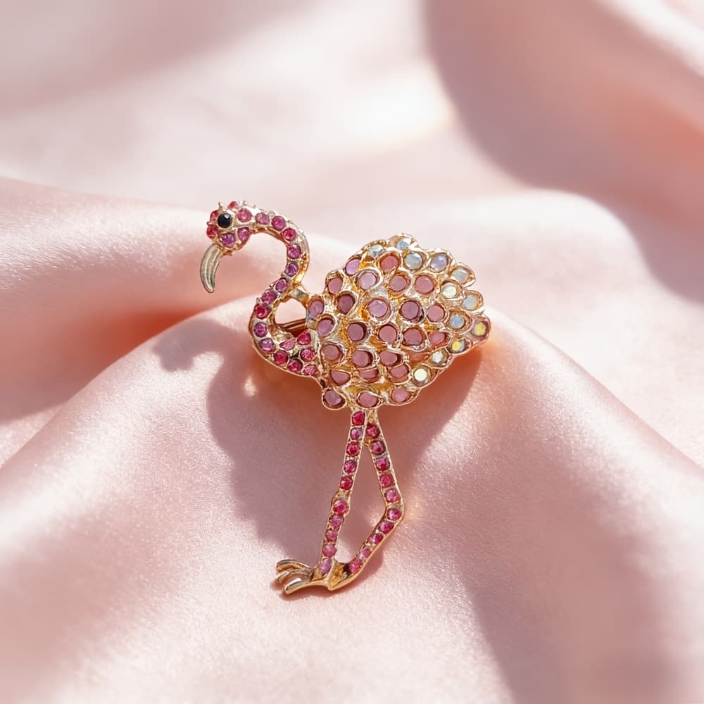 TEMU Delicate Animal Flamingo Brooch Fashion Women's Suit Coat Corsage Jewelry Pin